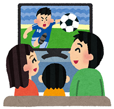 free-illustration-family-tv-soccer-irasutoya